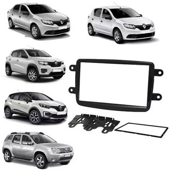 MOLDURA 2 DIN RENAULT DUSTER/SANDERO/LOGAN/KWID/CAPTUR - PRETA - FI2367 FI2367  111404