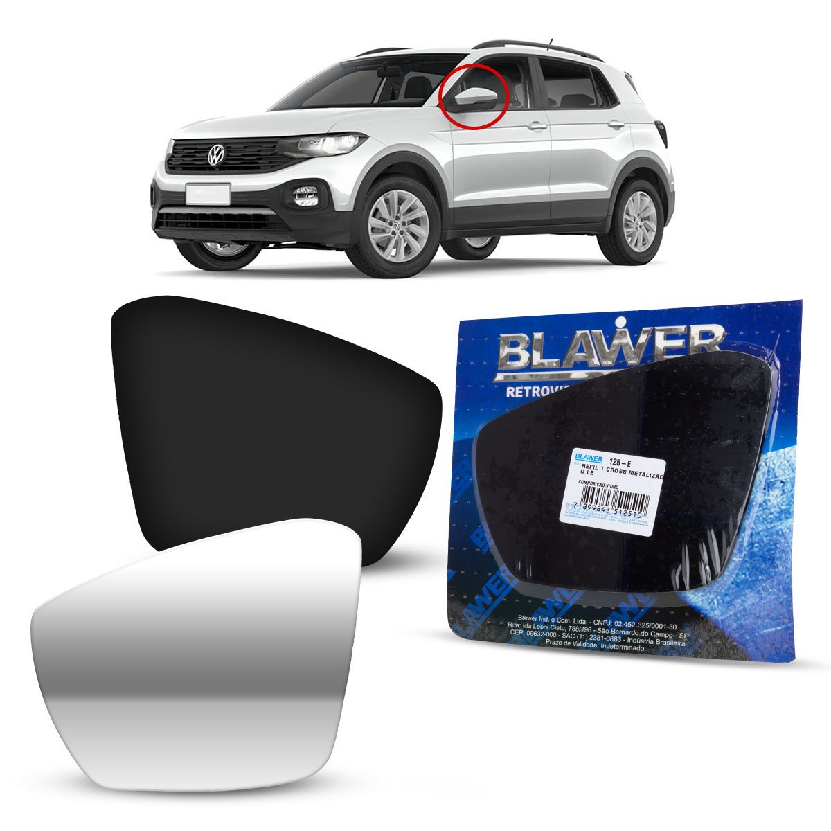 REFIL ESPELHO VW T CROSS ESQ - R1025-E R1025-E  112218