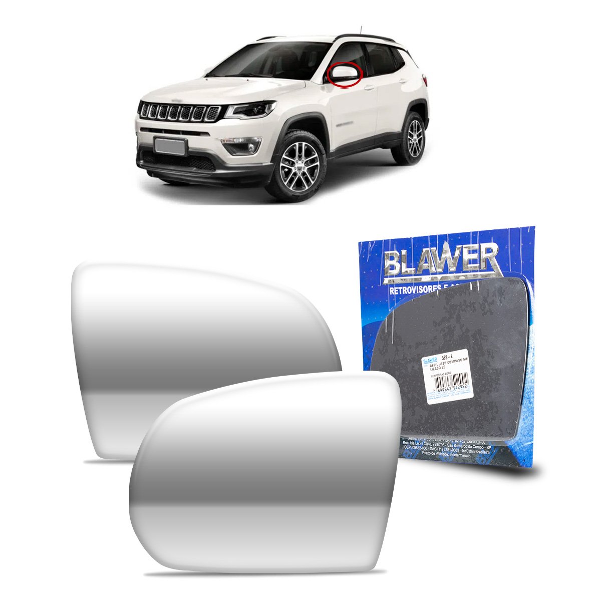 REFIL ESPELHO JEEP COMPASS ESQ - R5362-E R5362-E  112265