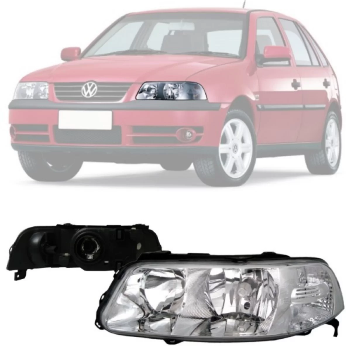 FAROL VW GOL G3 BIPARABOLA MASC CROMADO ESQ - 000803 000803  116628