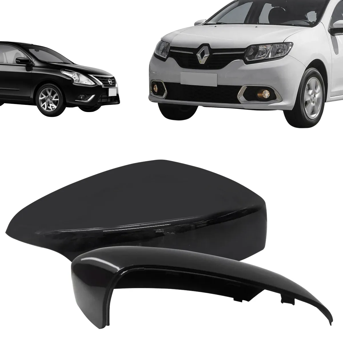 CAPA ESPELHO PRETA RENAULT SAND/LOGAN 15/21 NISSAN VERSA 17/19 C/PISCA ESQ - W67001 W67001  117120