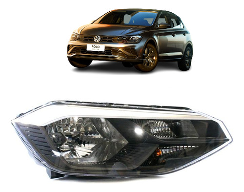 FAROL VW POLO/VIRTUS 2018/ MASC NEGRA FRISO CROMADO DIR - VW0912-LDX VW0912-LDX  118222